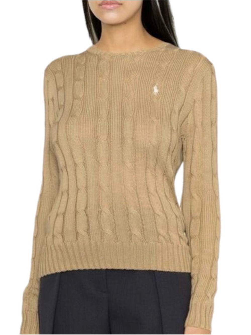 Polo Ralph Lauren Cable Cotton Knit Brown Sweater Size Medium